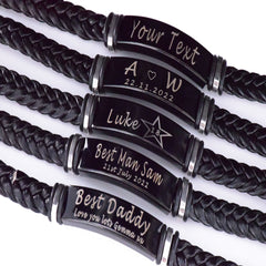 Black Engraved Bracelet Personalised Engraved