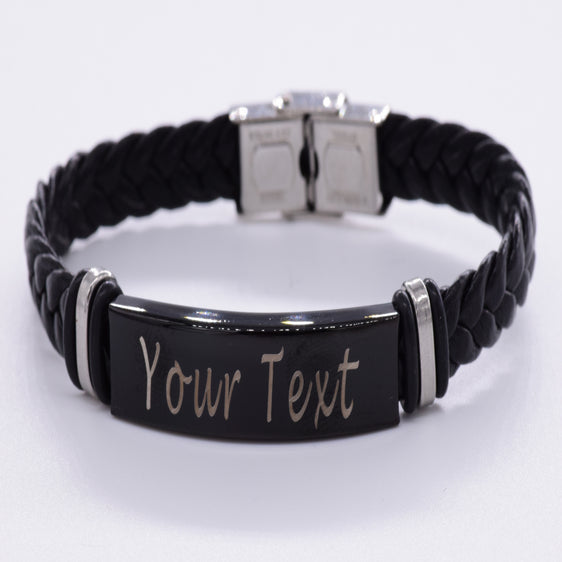 Black Engraved Bracelet Personalised Engraved