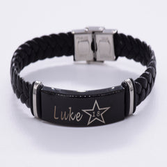 Black Engraved Bracelet Personalised Engraved