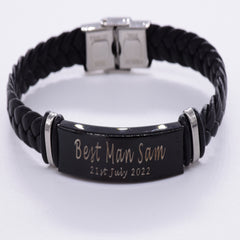 Black Engraved Bracelet Personalised Engraved