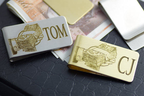 Money clip Gold Silver Personalised Engraved cash hand