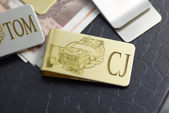 Money clip Gold Silver Personalised Engraved cash hand