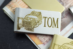 Money clip Gold Silver Personalised Engraved cash hand