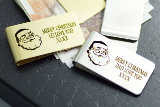 Money clip Gold Silver Personalised Engraved Father Christmas