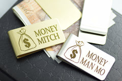 Money clip Gold Silver Personalised Engraved Money Bag