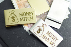 Money clip Gold Silver Personalised Engraved Money Bag