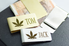 Money clip Gold Silver Personalised Engraved Hemp