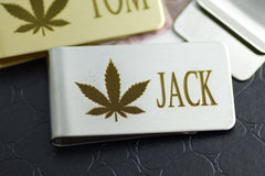 Money clip Gold Silver Personalised Engraved Hemp