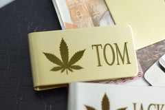 Money clip Gold Silver Personalised Engraved Hemp