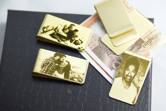 Money clip Gold Silver Personalised Engraved Image Picture Personalization