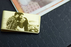 Money clip Gold Silver Personalised Engraved Image Picture Personalization