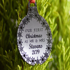 Christmas Baubles custom Engraved personalised Custom stocking filler Round Bauble