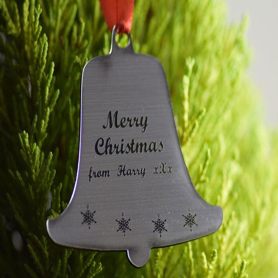 Christmas Baubles custom Engraved personalised Custom stocking filler Bell Bauble