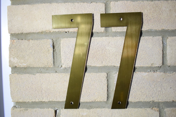 Door Number Sign Engraved personalised Custom Numbers Gold