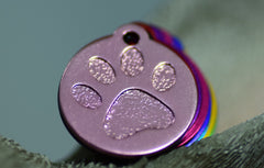 Personalised Engraved pet tag Large Paw Circle Tag