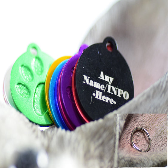 Personalised Engraved pet tag Large Paw Circle Tag