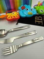 kids Cutlery Engraved personalised Stainless dining Set 3pc childrens cutlery engraved