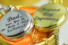 Pocket Watch engrraved personalised Quartz