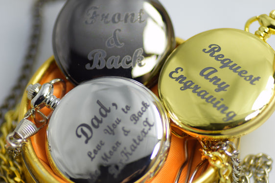 Pocket Watch engrraved personalised Quartz