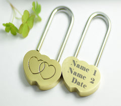 Gold Love Lock Heart Shaped Engraved perrsonalised keepsake