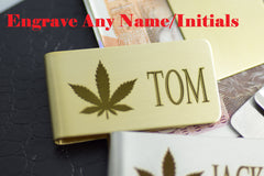 Money clip Gold Silver Personalised Engraved Hemp