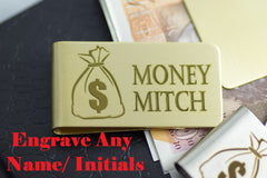 Money clip Gold Silver Personalised Engraved Money Bag