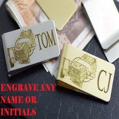 Money clip Gold Silver Personalised Engraved cash hand
