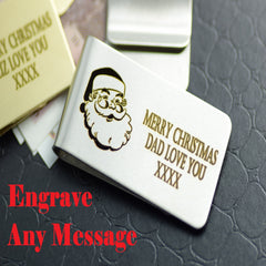 Money clip Gold Silver Personalised Engraved Father Christmas