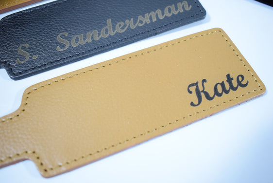 Engraved Luggage Tag Black Brown Personalised