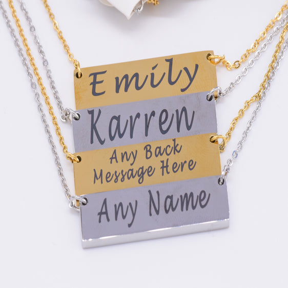 Mothers Day Necklace Engraved Flat chain charm