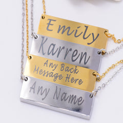 Mothers Day Necklace Engraved Flat chain charm