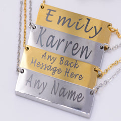 Mothers Day Necklace Engraved Flat chain charm