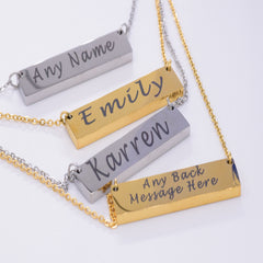 Mothers Day Necklace Engraved Flat chain charm